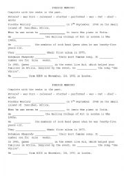 English Worksheet: Freddie Mercury Biography - Past simple exercises