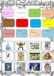 English Worksheet: fairy tales / reading comprehension/ matching exercises
