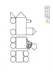 English Worksheet: Geometric Shapes Train