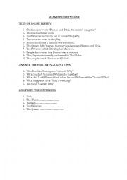 English Worksheet: Shakespeare in love