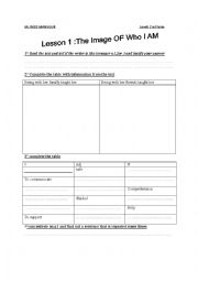 English Worksheet: Lesson 1 :The Image OF Who I AM