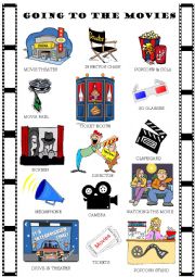 English Worksheet: Going to the Movies - Pictionary