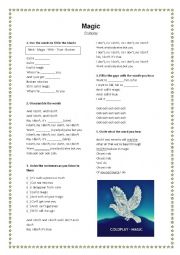 English Worksheet: Magic - Coldplay - Song Activity