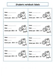 English Worksheet: notebook labels