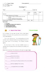 English Worksheet: Free time and present simple