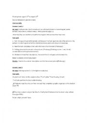 English Worksheet: WEEKLY PLAN