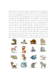 English Worksheet: Word Search - Animal