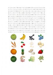 English Worksheet: fruit and vegetable crossword