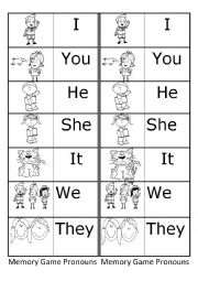 Memory Game Personal Pronouns