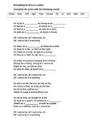 English Worksheet: Everything at once (task for the song)