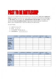 English Worksheet: Past of TO BE Battleship