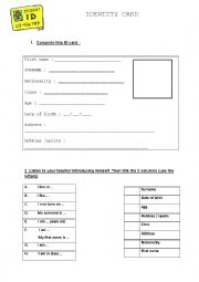 English Worksheet: Introducing oneself & getting to know new classmates