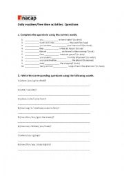 English Worksheet: Present simple - questions
