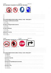 English Worksheet: must and should quiz 