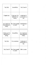 English Worksheet: Bingo- jobs- questions and answers
