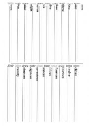 English Worksheet: NUMBERS 1-20 HANDWRITING