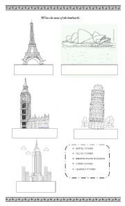 English Worksheet: landmarks