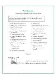 English Worksheet: Reporting verbs