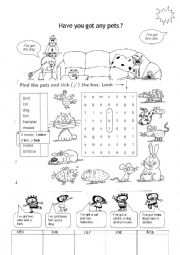 English Worksheet: Have you got any pets?