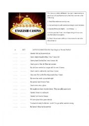 English Worksheet: ENGLISH CASINO - TERRIFIC GAME!