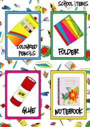 English Worksheet: School Items FLASHCARDS (2-5)