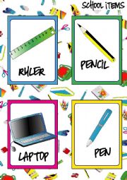 School Items FLASHCARDS (3-5)