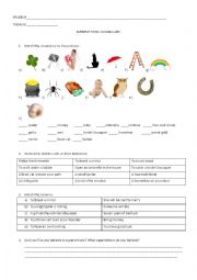 Superstitions worksheet