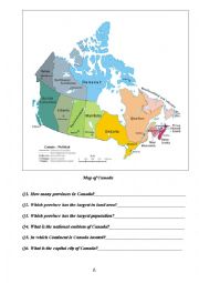 English Worksheet: Canada with provinces and territories