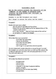 English Worksheet: Vampire assessment guide