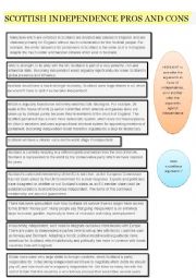 English Worksheet: Independence of Scotland - pros and cons 