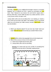 English Worksheet: My day yesterday