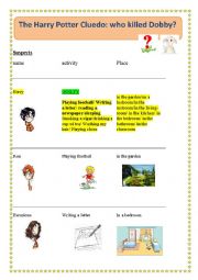 English Worksheet: The Harry Potter Cluedo