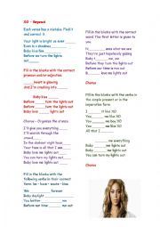 English Worksheet: XO - Beyonc (fully editable with answer key)