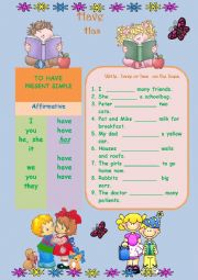 English Worksheet: Have ,has