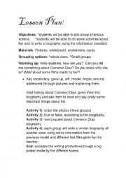 English Worksheet: lesson plan cameron diaz