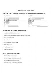 English Worksheet: Friends season1 episode 1