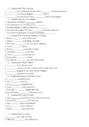 English Worksheet: Basic Exercises