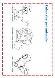 English Worksheet: Animals and colors