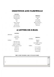 English Worksheet: Greetings Farewells