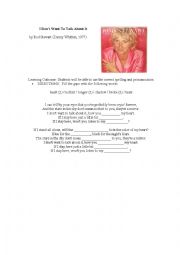 English Worksheet: Rod Stewart - I dont wanna talk about it worksheet