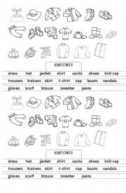 English Worksheet: Label pieces of clothes
