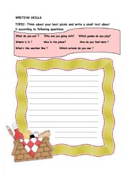 English Worksheet: writing about picnic
