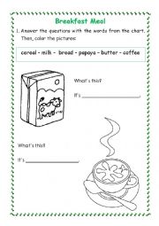 English Worksheet: Breakfast meal