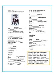 English Worksheet: boulevard of brouken dreams song