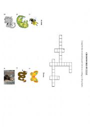 English Worksheet: Crossword puzzle - ANIMALS