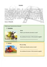 English Worksheet: Kind of Movies Activities