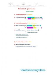 English Worksheet: EMBEDDED QUESTIONS MY CLASS