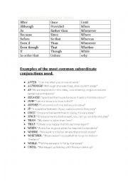 English Worksheet: Subordinate conjunctions