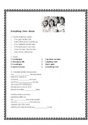 English Worksheet: Song Everything I Own, Bread