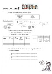 English Worksheet: Do you like music?